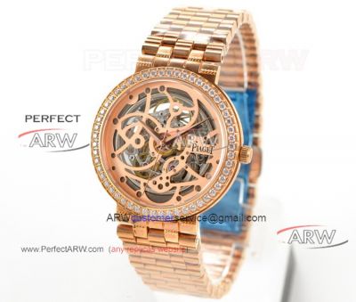 New Piaget Watches For Sale - Replica Piaget Altiplano Skeleton Rose Gold Diamond Watches